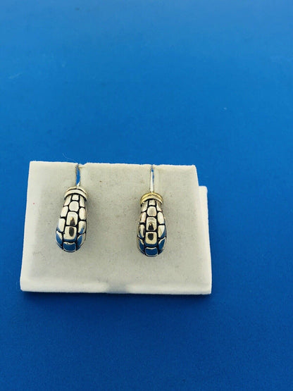Sterling Silver 925 Snake Skin Design Half Hoop Huggie Earrings S166