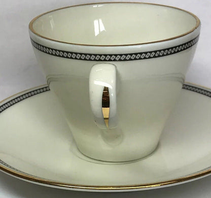 Elegant Richard Ginori Italy Black Gold China Demitasse Cup And Saucer Set
