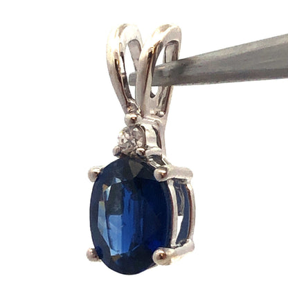 Designer TGGC 10K White Gold Blue Spinel White Topaz Drop Charm Pendant