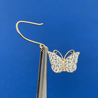 Jacmel Mauritius 925 Sterling Silver Vermeil Crystal Butterfly Dangle Earrings