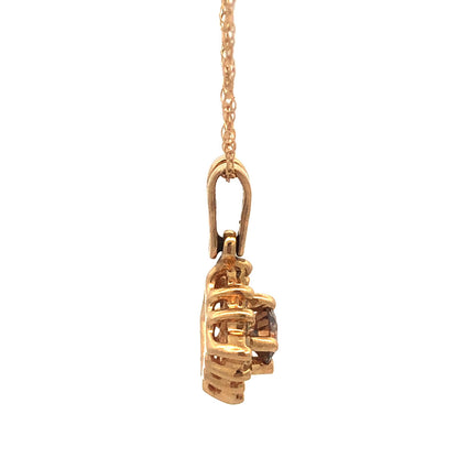 Designer 14K Yellow Gold White Mocha Diamond Pendant Necklace