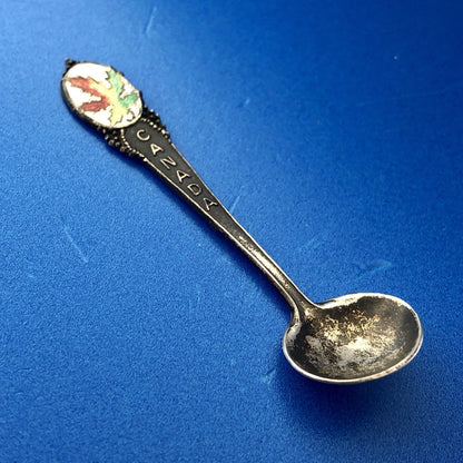 BMCo Sterling Silver Multi Color Enamel Canada Maple Leaf Souvenir Salt Spoon