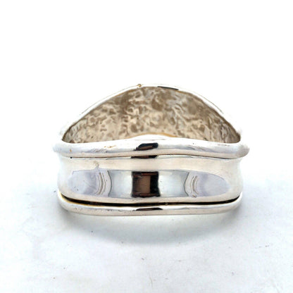 925 Sterling Silver Modernist Wave Statement Wide Bangle Bracelet