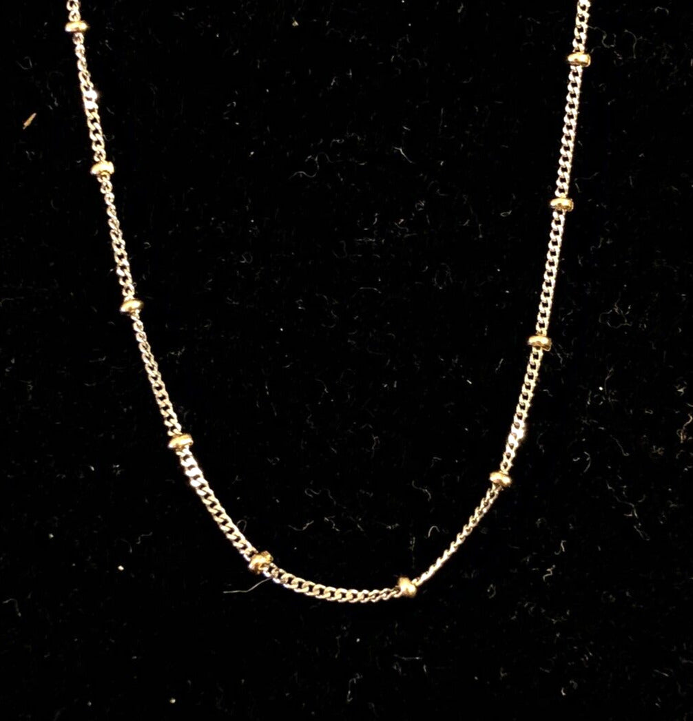 Designer F Italy 14K Yellow White Gold Two-Tone Station Chain Necklace