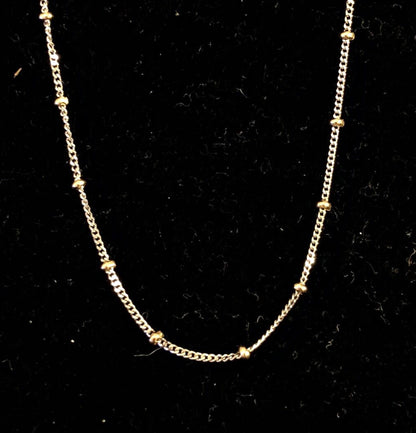 Designer F Italy 14K Yellow White Gold Two-Tone Station Chain Necklace
