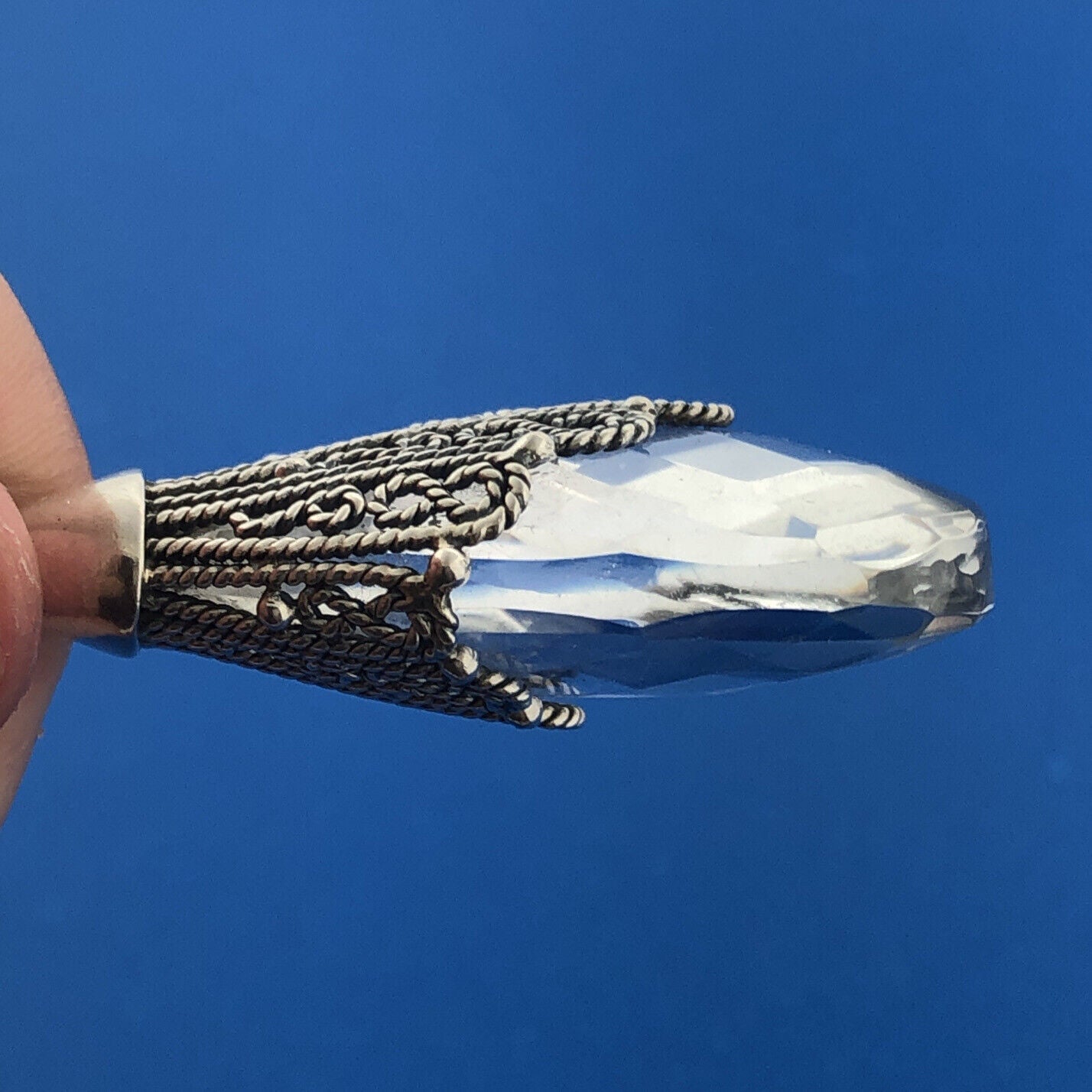 Designer Doug Paulus DP Sterling Silver 925 Faceted Crystal Statement Pendant