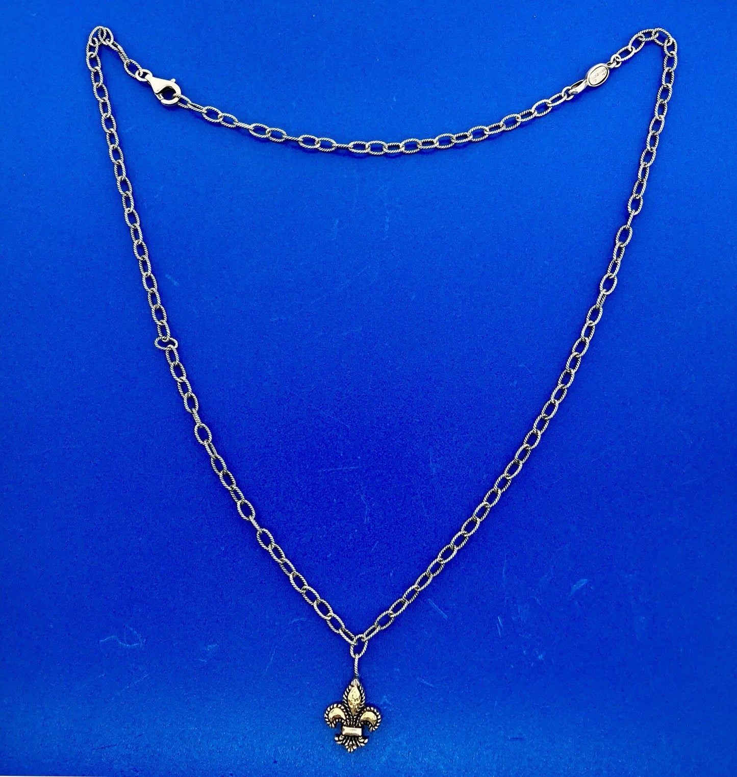 Philip Gavriel 925 Sterling Silver 18K Yellow Gold Fleur De Lis Necklace
