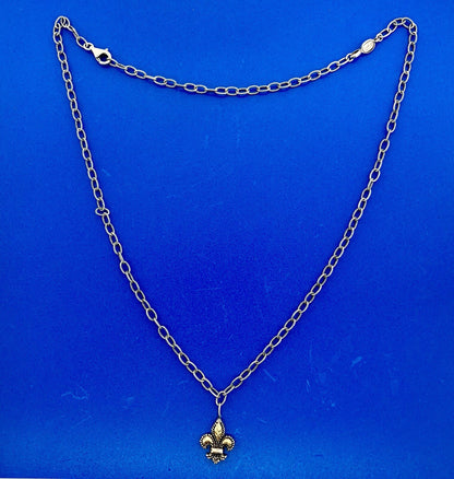 Philip Gavriel 925 Sterling Silver 18K Yellow Gold Fleur De Lis Necklace