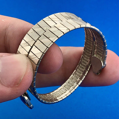 Vintage IBB Italy 925 Sterling Silver Polished Florentine Geometric Bracelet