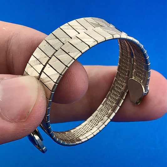 Vintage IBB Italy 925 Sterling Silver Polished Florentine Geometric Bracelet