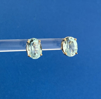 Designer 14K Yellow Gold Swiss Blue Topaz December Anniversary Stud Earrings