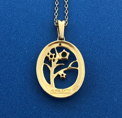 Sterling Silver Vermeil Two Tone Emerald Sapphire Ruby Mothers Pendant Necklace