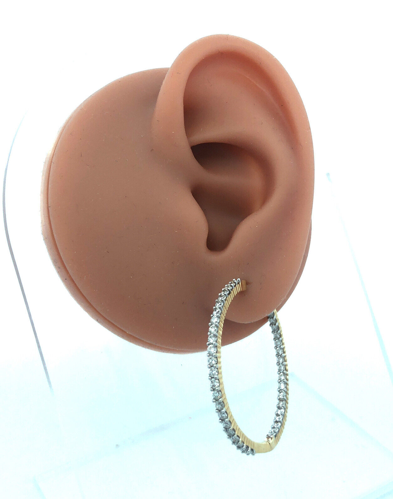 Designer IKS 14K Yellow Gold Diamond Inside Out Statement Hoop Earrings