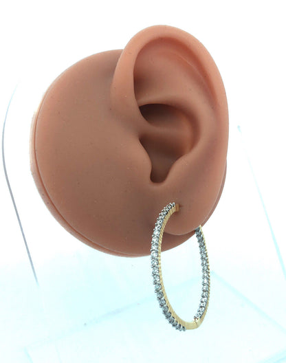 Designer IKS 14K Yellow Gold Diamond Inside Out Statement Hoop Earrings