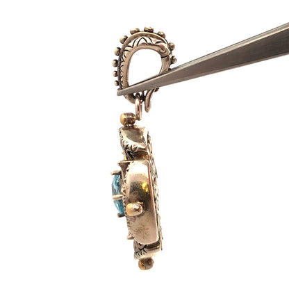 Designer Baby 925 Silver 18K Gold Blue White Topaz Statement Enhancer Pendant