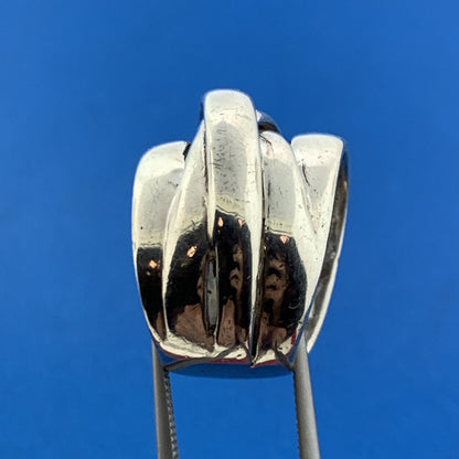 Vintage 925 Sterling Silver Bypass Circles Modernist Infinity Knot Band Ring