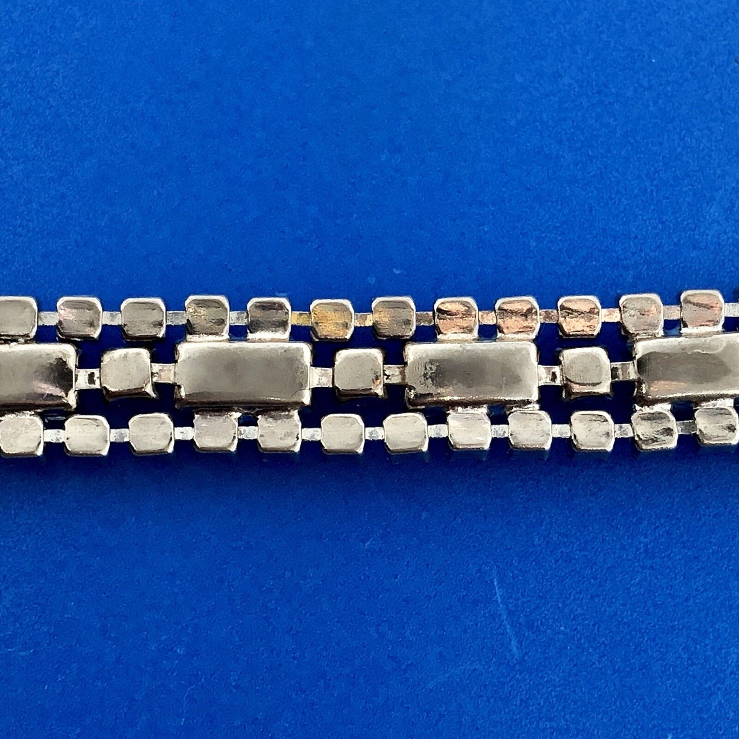 Vintage Albert Weiss Silver Tone Crystal Rhinestone Glamour Link Bracelet