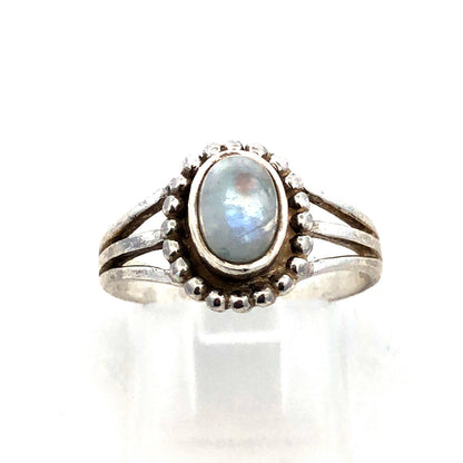 Estate 925 Sterling Silver Oval Moonstone Cabochon Size 6.75 Cocktail Ring