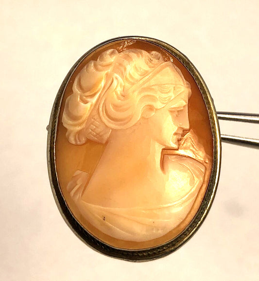 Vintage 800 Fine Silver Oval Cameo Pin Brooch Pendant