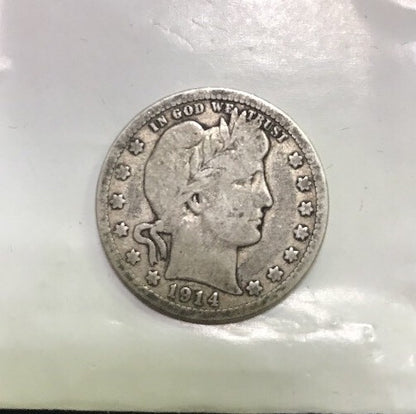 1914 D Barber Silver Quarter 25c $.25 Better Key Denver Rare Scarce