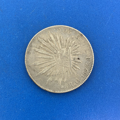 1893 Go Guanajuato 8 Reales R.S. 10 D 20 G .903 Silver Mexico Coin