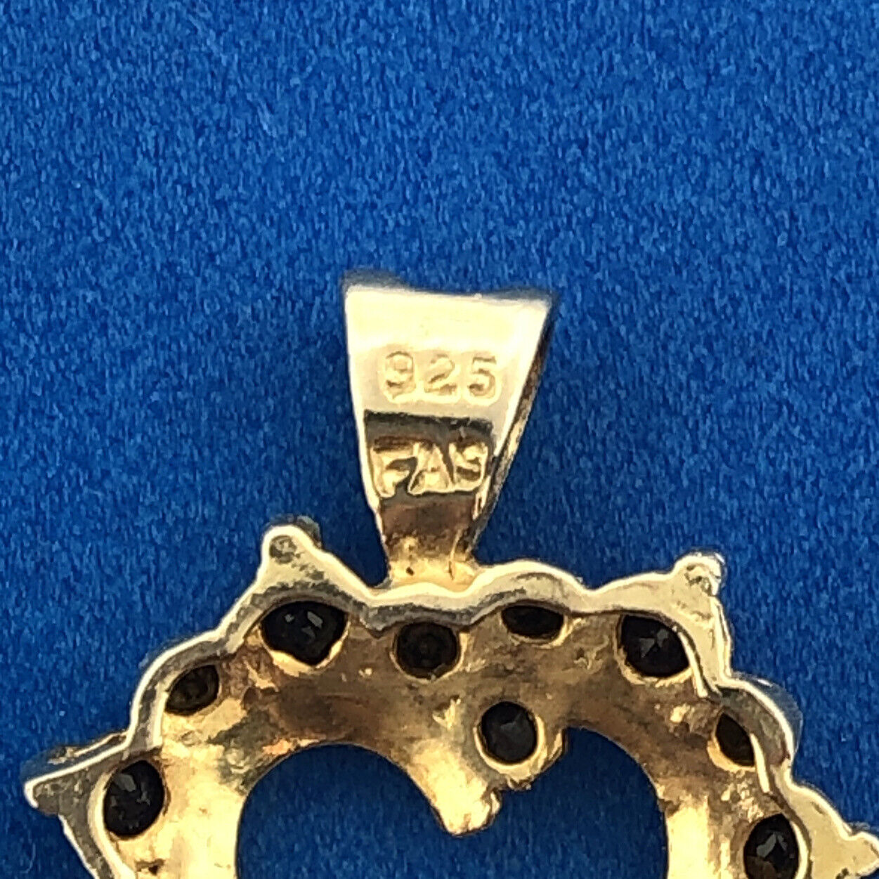 FAS 925 Sterling Silver Vermeil Sapphire Diamond September Sweetheart Pendant