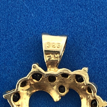 FAS 925 Sterling Silver Vermeil Sapphire Diamond September Sweetheart Pendant