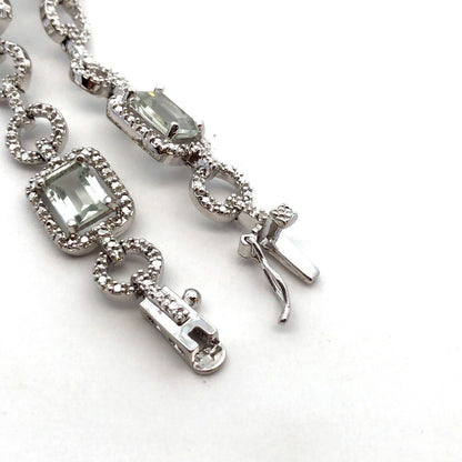 925 Sterling Silver Designer DBJ Emerald White Amethyst Diamond Tennis Bracelet