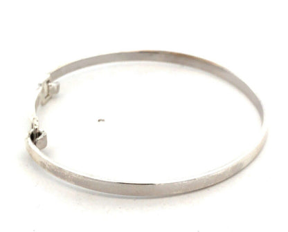 Estate 925 Sterling Silver Round Diamond Solitaire Hook Oval Bangle Bracelet
