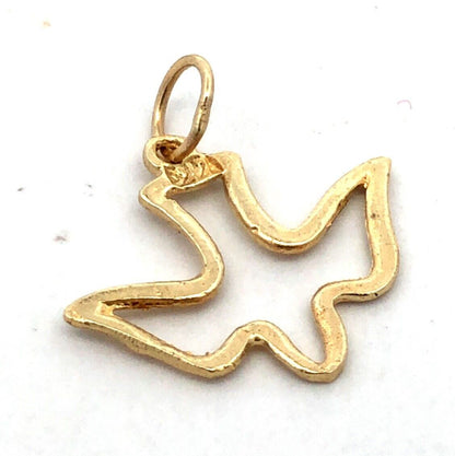 Estate 14K Yellow Gold Diamond Cut Holy Ghost Dove Confirmation Charm Pendant
