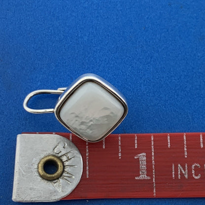 Designer 925 Sterling Silver Mother Of Pearl Square Dangle Drop Earrings