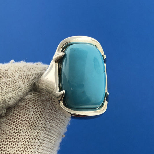 Designer Milor Italy 950 Silver Turquoise Statement Dome Ring