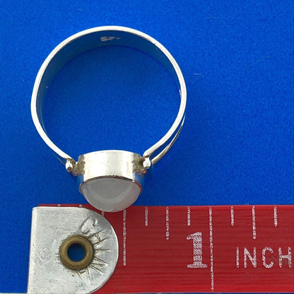 Retro 925 Sterling Silver Oval Moonstone Cabochon Modernist Ring