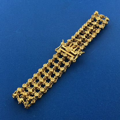 Designer ADI Sterling Silver Vermeil Cubic Zirconia CZ Statement Tennis Bracelet