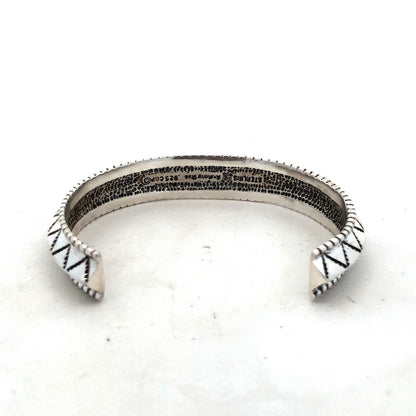 Navajo Anthony Kee 925 Sterling Silver Carinated Knife Edge Open Cuff Bracelet