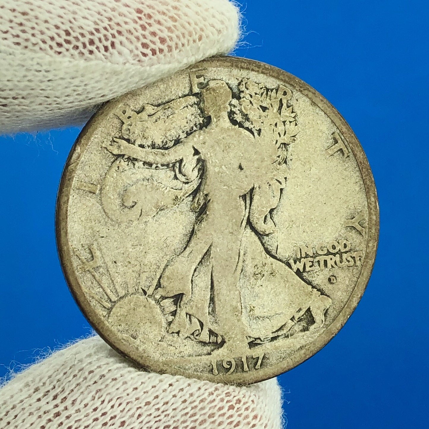 1917 D Obverse Walking Liberty Silver Half Dollar 50c Key Date Denver Coin