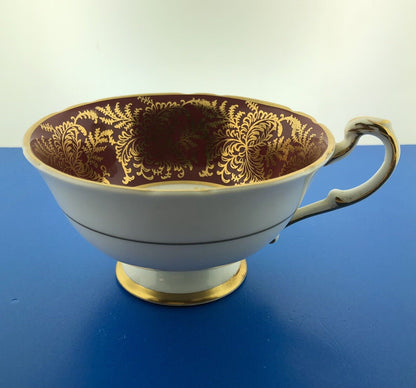 Paragon By Appointment English Bone Burgundy Gold Floral Tea Cup/Saucer