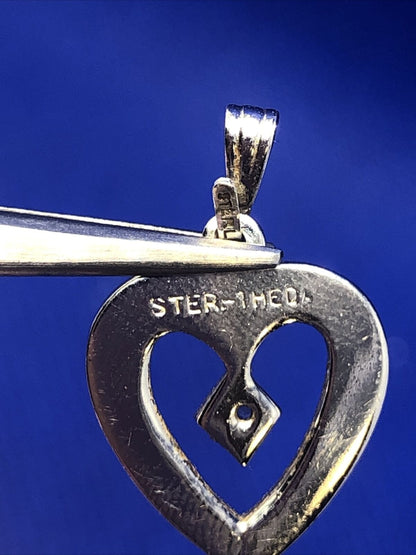 Designer THEDA 925 Sterling Silver White Amethyst Heart Love Anniversary Pendant