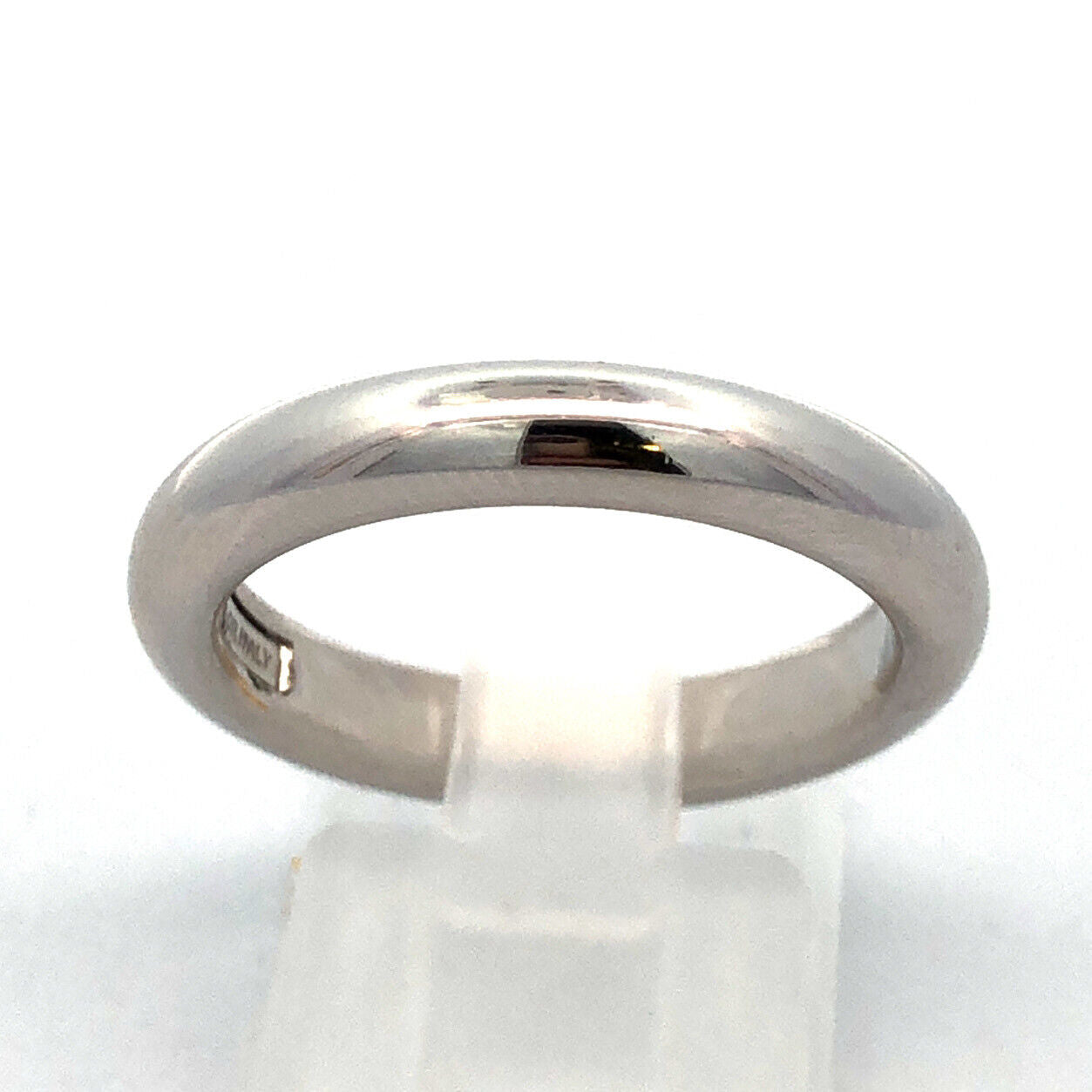 Milor Italy 14K White Gold Minimalist Polished Size 8 Wedding Band Ring