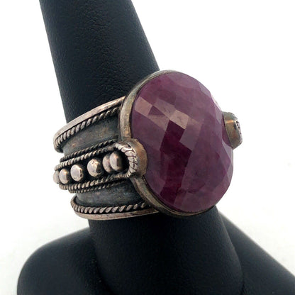 Designer 925 Sterling Silver Oval Cushion Ruby Statement Cocktail Ring