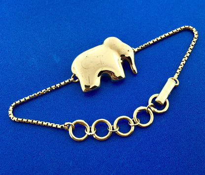 Mignon Faget 14K Yellow Gold Elephant Animal Cracker Venetian Box Link Bracelet