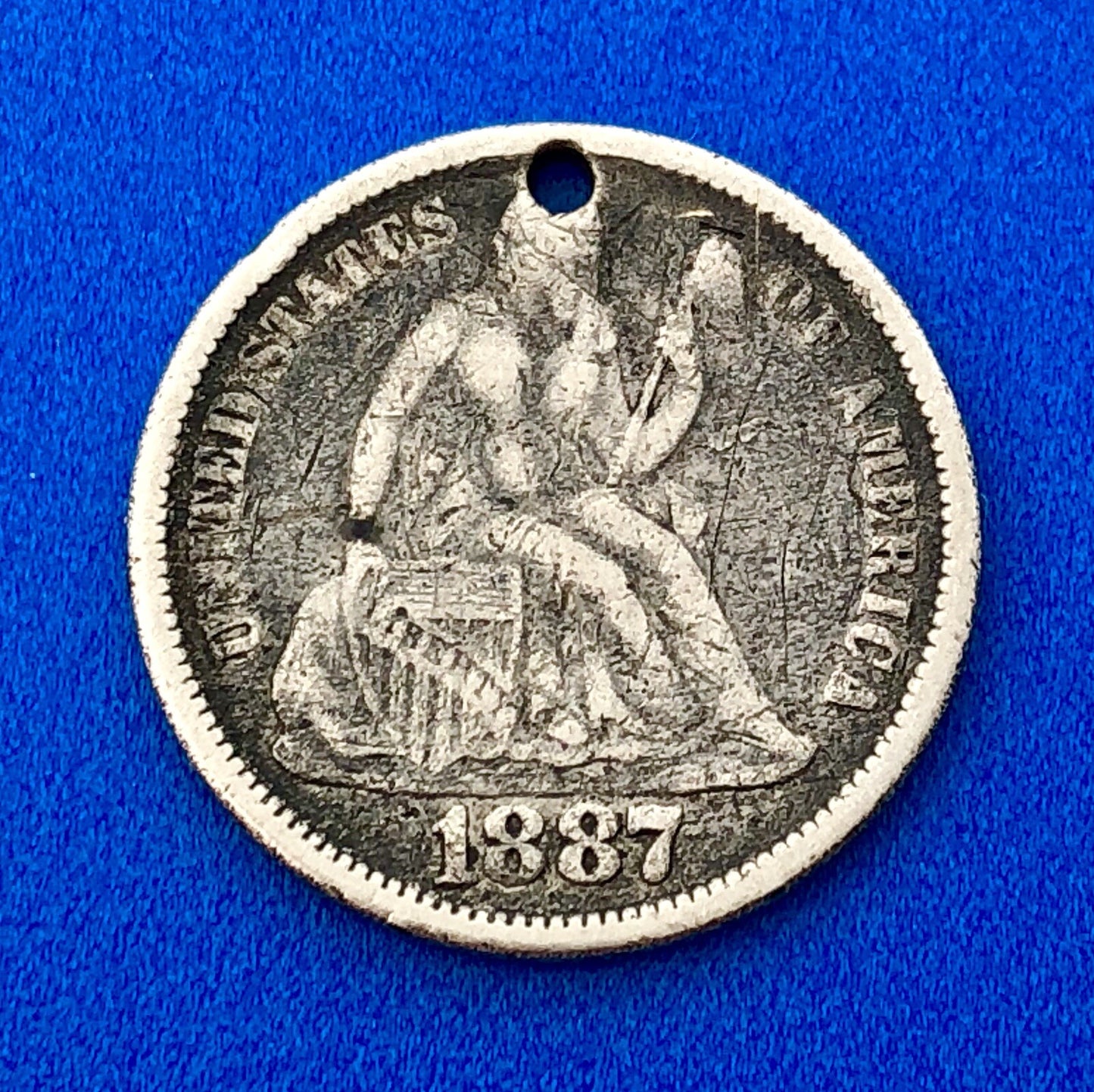 1887 Seated Liberty Silver Dime Love Token Coin Initials