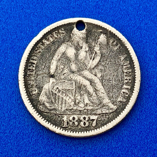 1887 Seated Liberty Silver Dime Love Token Coin Initials
