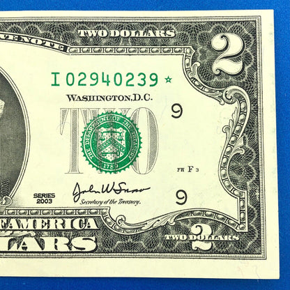 2003 Series $2 Federal Reserve Minneapolis Star Note Fort Worth FR 1937I*