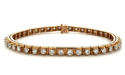 Estate 14K Yellow Gold Round Graduated Diamond Modernist Tennis Bracelet