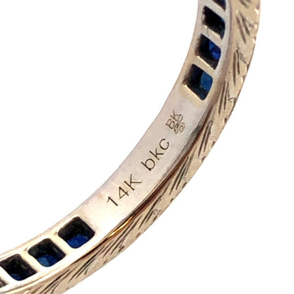 Designer BKC 14K White Gold Sapphire Diamond Wedding Anniversary Band Ring