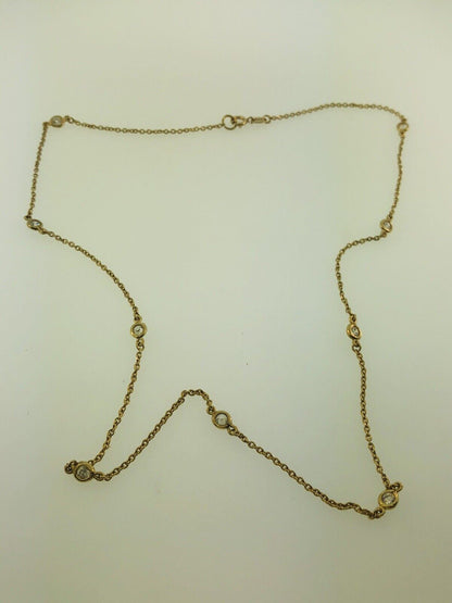 FAS Vermeil Sterling Silver 925 Round Cubic Zirconia CZ Station Necklace