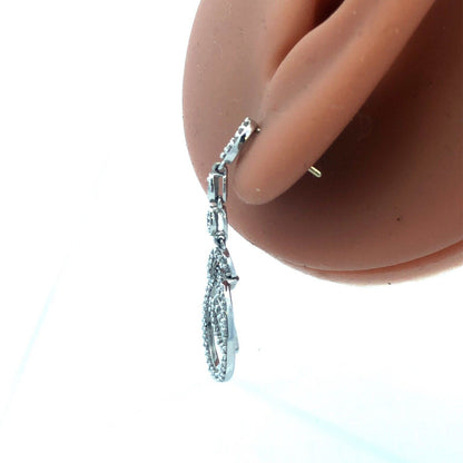 Designer ZMR 14K White Gold Pave Diamond Circle Drop Dangle Earrings