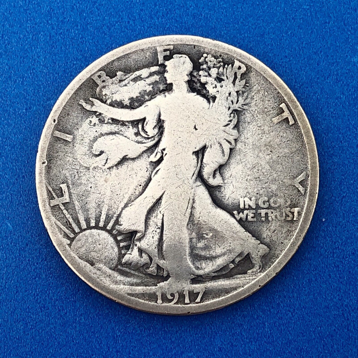 1917 S Reverse Silver Walking Liberty Half Dollar 50c Better Key San Fran Coin