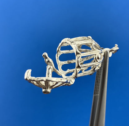 Stunning Sterling Silver 925 Openwork Birdcage Hinged Dangle Pendant